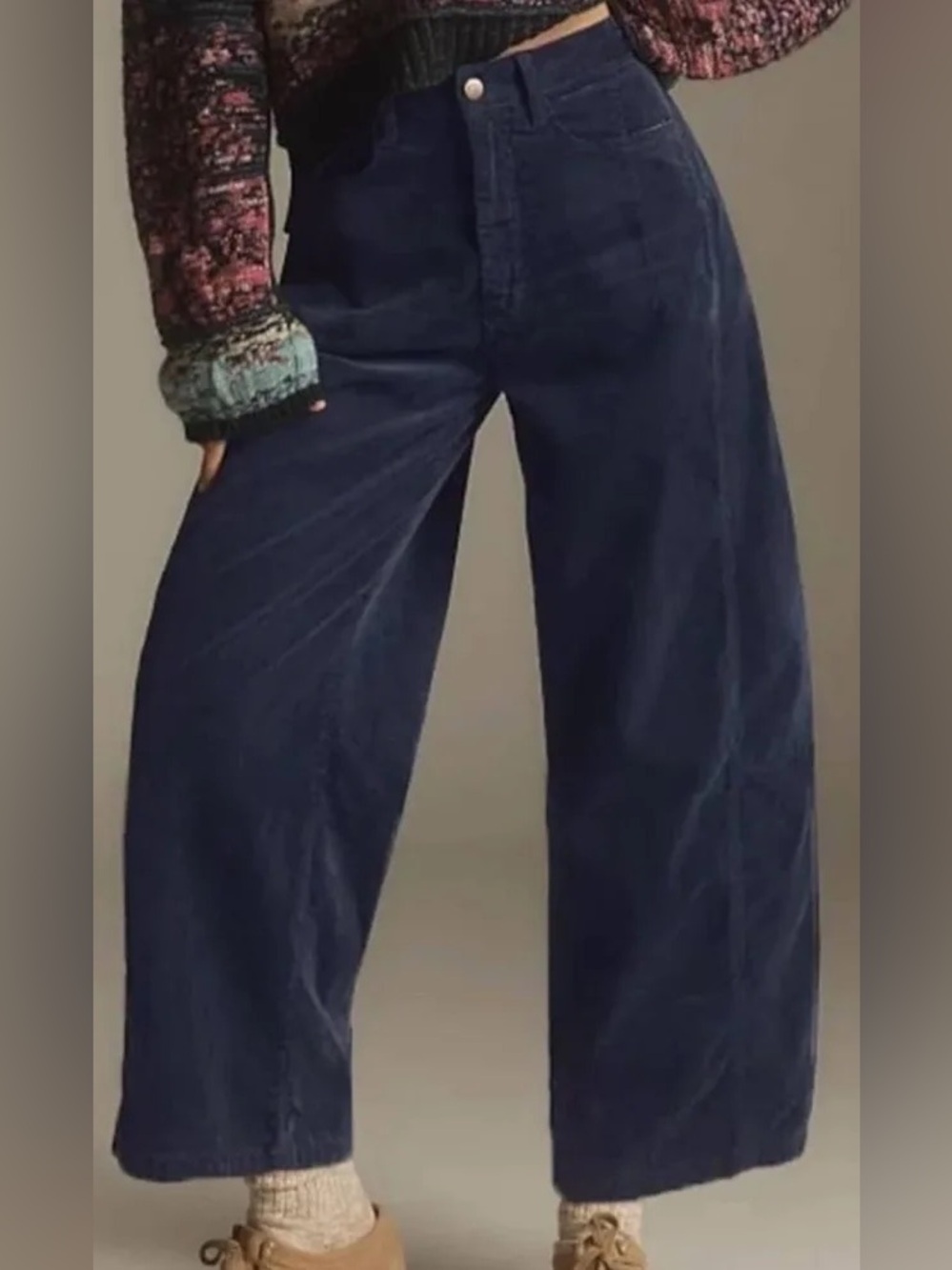 Pilcro Women’s Navy Wide-Leg Corduroy Pants